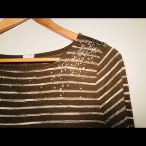 Striped & Sequined Olive Blouse